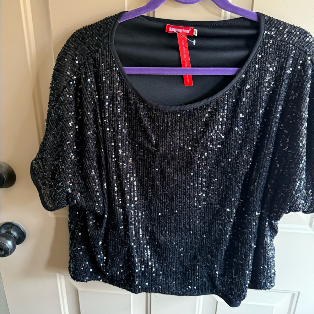 Elegant Black Sequin Blouse